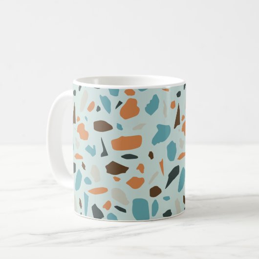 Terrazzo Pattern Blue Kaffeetasse (Vorderseite Links)