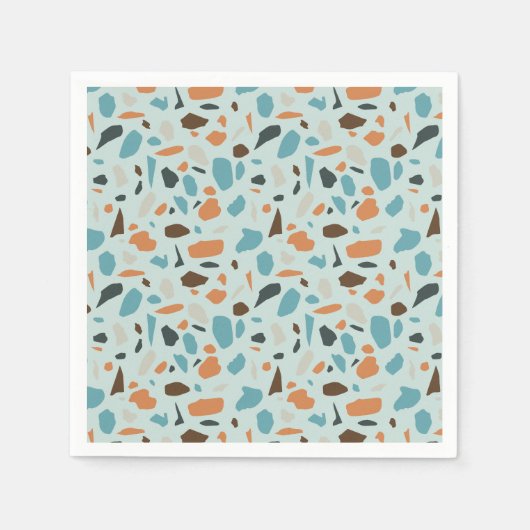 Terrazzo Pattern Blue Serviette (Vorderseite)