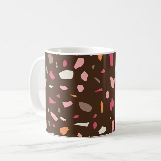 Terrazzo Pattern Boho Brown Kaffeetasse (Vorderseite Links)