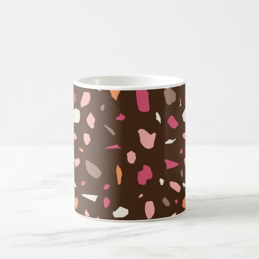 Terrazzo Pattern Boho Brown Kaffeetasse (Mittel)