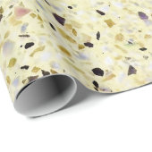 Terrazzo Retro Gelbes, Vintages Muster Geschenkpapier (Rolleneckpunkt)