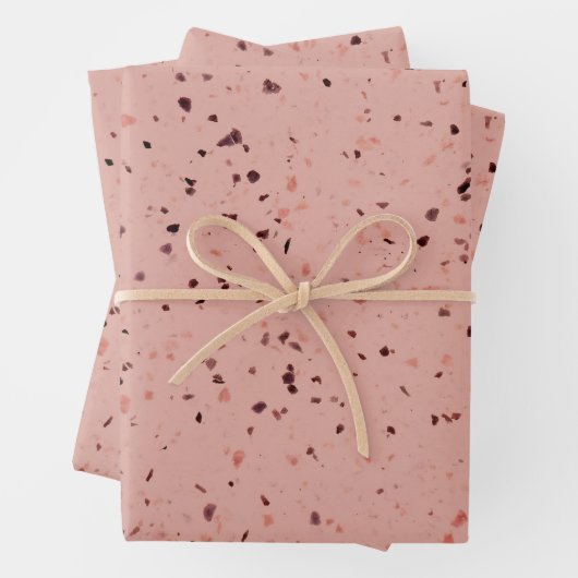 Terrazzo Retro Rosa Braunes Design Geschenkpapier Set (Beispiel)