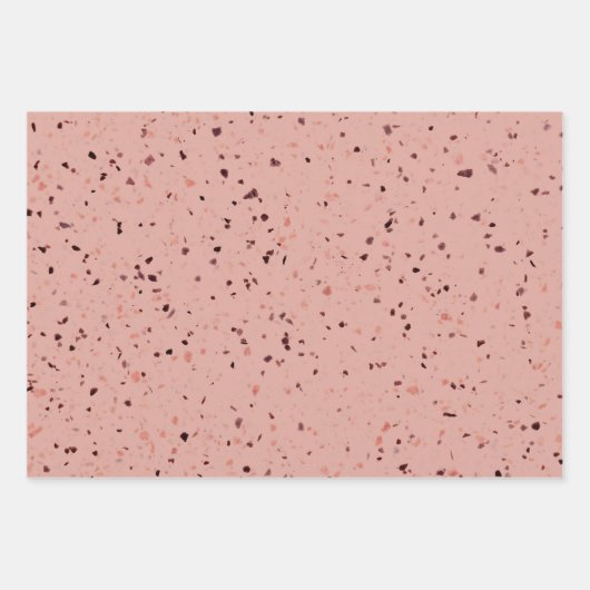 Terrazzo Retro Rosa Braunes Design Geschenkpapier Set (Vorderseite)