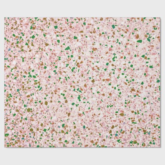 Terrazzo Retro rosa Vintages Muster Geschenkpapier (Flach)