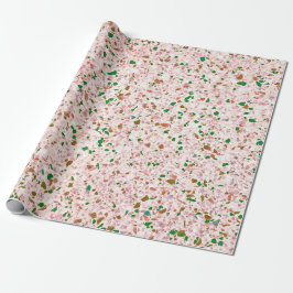 Terrazzo Retro rosa Vintages Muster Geschenkpapier