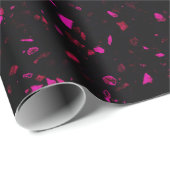 Terrazzo Retro Schwarz Hot Pink Vintages Muster Geschenkpapier (Rolleneckpunkt)