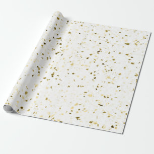 Terrazzo Retro Weiß Braun Vintages Muster Geschenkpapier