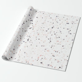 Terrazzo Retro Weiß Schwarzes Rosa Vintages Muster Geschenkpapier