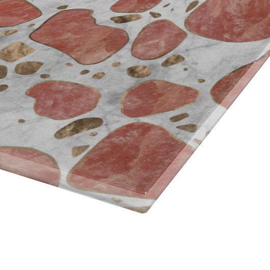 Terrazzo - Rosenquarz und -gold auf Marmor #1 Schneidebrett (Ecke)