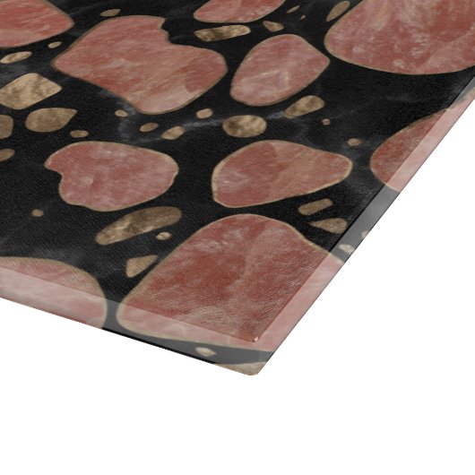 Terrazzo - Rosenquarz und -gold auf Marmor #2 Schneidebrett (Ecke)