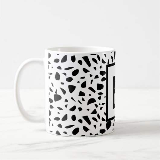 Terrazzo Schwarz-weißes Pflaster Monogramm, initia Kaffeetasse (Links)