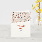 Terrazzo Slab Modern Wedding Dankeschön Karte (Gelbe Blume)