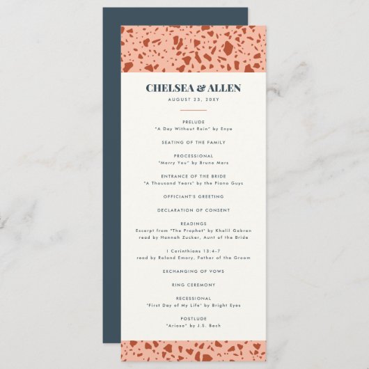 Terrazzo Slab Skinny Vertical Wedding Program Programm (Vorne/Hinten)