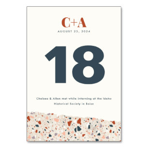Terrazzo Slab Wedding Double Side Tischnummer
