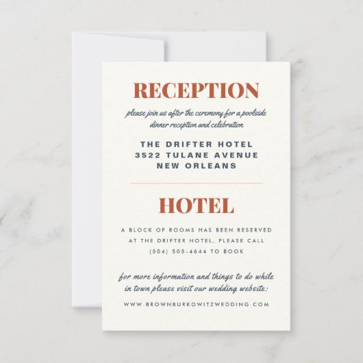 Terrazzo Slab Wedding Reception und Hotel Card RSVP Karte (Vorderseite)