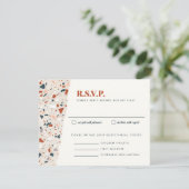 Terrazzo Slab Wedding RSVP Card Karte (Stehend Vorderseite)