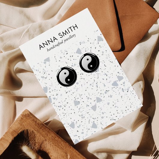 Terrazzo Stone Gray Minimal Marmorvorführung Anzei Visitenkarte