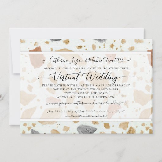 Terrazzo Terra-cotta Modern Earthy Virtual Wedding Einladung (Vorderseite)