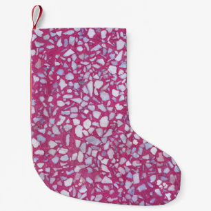 Terrazzo-Textur: Rosa Weiße Eleganz. Kleiner Weihnachtsstrumpf