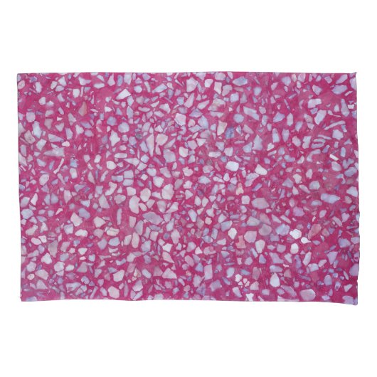 Terrazzo Texture: Rosa weiße Eleganz. Kissenbezug (Vorderseite)