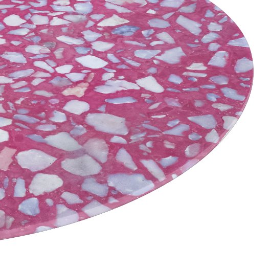 Terrazzo Texture: Rosa weiße Eleganz. Schneidebrett (Ecke)