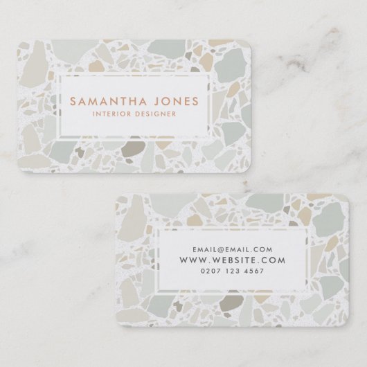 Terrazzo Texture Simple Modern Interior Designer Visitenkarte (Vorne/Hinten)