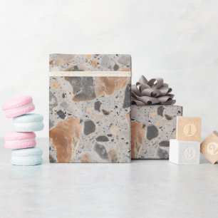 Terrazzo Textured Stone Print Wrapping Paper Roll Geschenkpapier