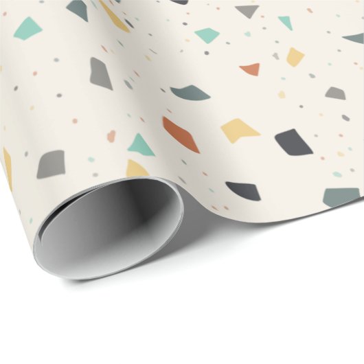 Terrazzo Tile Confetti Modern Style Earth Tones Geschenkpapier (Rolleneckpunkt)