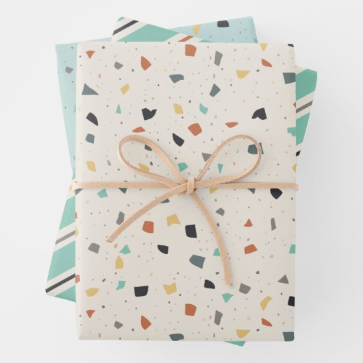 Terrazzo Tile Confetti Modern Style Earth Tones Geschenkpapier Set (Beispiel)