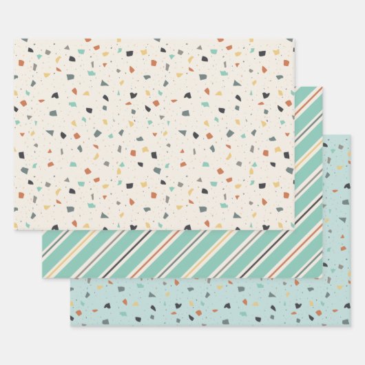 Terrazzo Tile Confetti Modern Style Earth Tones Geschenkpapier Set (Set)