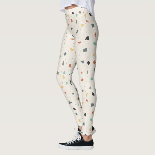 Terrazzo Tile Confetti Modern Style Earth Tones Leggings (Links)