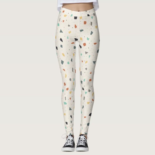 Terrazzo Tile Confetti Modern Style Earth Tones Leggings (Vorderseite)