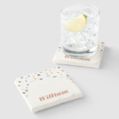 Terrazzo Tile Confetti Modern Style Earth Tones Steinuntersetzer (Seitenansicht)