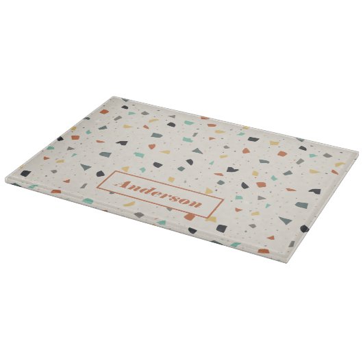 Terrazzo Tile Confetti Moderner Stil Personalisier Schneidebrett (Ecke)