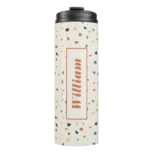 Terrazzo Tile Confetti Moderner Stil Personalisier Thermosbecher (Vorderseite)