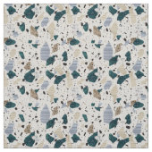 Terrazzo Tile Pattern - Green on Cream Fabric Stoff (Muster)