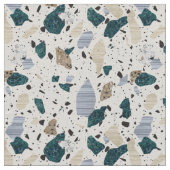Terrazzo Tile Pattern - Green on Cream Fabric Stoff (Nahaufnahme)