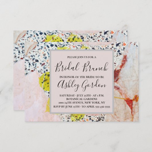 Terrazzo und Botanischer Bridal Brunch Einladung (Vorne/Hinten)