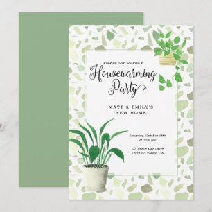 Terrazzo und Zimmerpflanzen Grüne Einweihungsparty Einladung