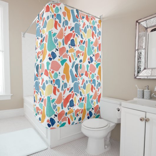 Terrazzo Wasserfarbe: farbenfrohe, nahtlose Muster Duschvorhang (Beispiel)