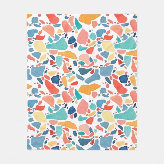 Terrazzo Wasserfarbe: farbenfrohe, nahtlose Muster Fleecedecke (Vorderseite)