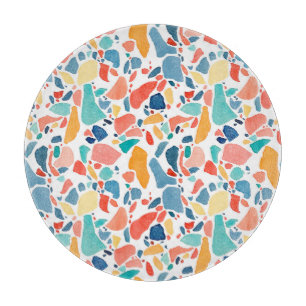 Terrazzo Wasserfarbe: farbenfrohe, nahtlose Muster Schneidebrett