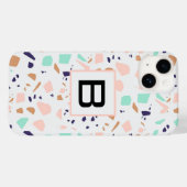Terrazzo, weißes Pfefferminzmonogramm Case-Mate iPhone Hülle (Rückseite (Horizontal))