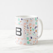Terrazzo, weißes Pfefferminzmonogramm Kaffeetasse (VorderseiteRechts)