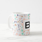 Terrazzo, weißes Pfefferminzmonogramm Kaffeetasse (Vorderseite Links)