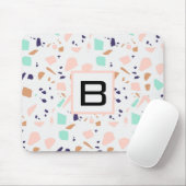 Terrazzo, weißes Pfefferminzmonogramm Mousepad (Mit Mouse)
