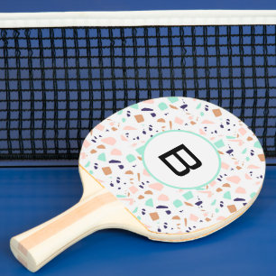 Terrazzo, weißes Pfefferminzmonogramm Tischtennis Schläger