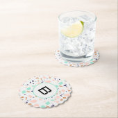 Terrazzo, weißes Pfefferminzmonogramm Untersetzer (Vor Ort)