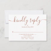 Terrecotta Simple Elegante Script Foto Wedding RSVP Karte (Vorderseite)