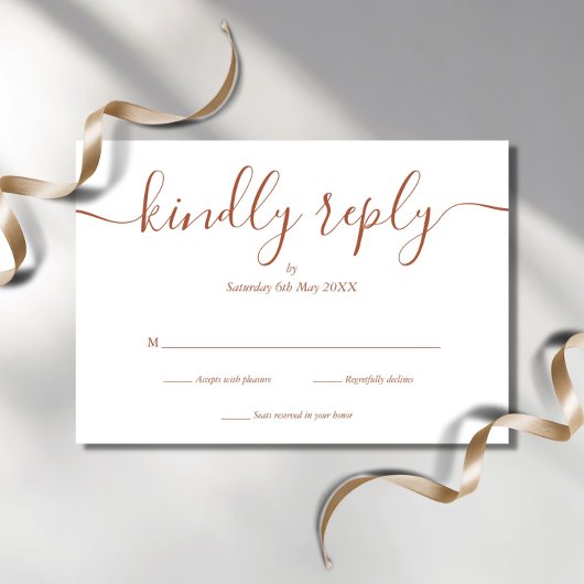Terrecotta Simple Elegante Script RSVP Karte